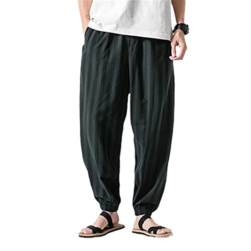 Men Cotton Linen Harem Pants Jogger Thin Wide Leg Casual Summer Trousers