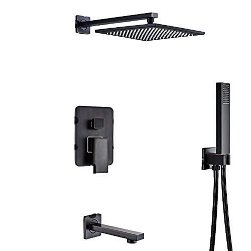 Robinet de douche mural en laiton bronze noir avec mitigeur 2 voies