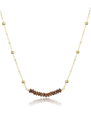 Jovivi Collier Fine Pierre Naturelle avec Chaîne Acier Inoxydable Réglable Collier Pierre Energétique Femme Fille Amitié Cadeau Fête de Mère Anniversaire...