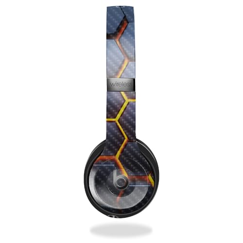 Image of Carbon Fiber Skin Compatible with Beats Solo 4 - Lava Hex - Premium 3M Vinyl Protective Wrap Decal Cover - Easy to Apply | Crafted in The USA by MightySkins