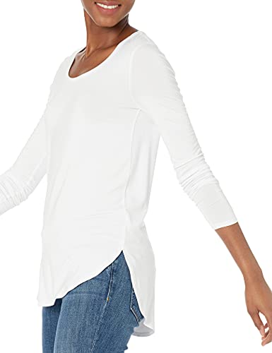 Amazon Brand - Daily Ritual Women's Jersey Long-Sleeve Scoop Neck Shirt, White, Medium