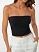 AUTOMET Tube Tops Strapless Crop Tops Basic Backless Sleeveless Bandeau Going Out Cute 2025 Summer Clothes Black S