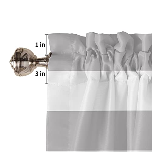 Kitchen Tier Curtains 24 Inches Long, Gray Nautical Anchor Geometric Stripes Pattern Window Curtains For Living Room Bath Cafe,Rod Pocket Light Filter Drapes Short Half Window Treatment Tiers 2 Panels #TOP4