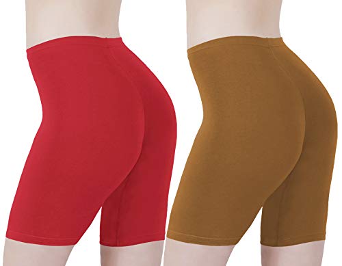 Image of Buy That Trendz Cotton Lycra Tight Fit Stretchable Cycling Shorts Womens | Shorties for Active wear /Exercise /Workout /Yoga /Gym /Cycle /Running Red Grey Combo Pack of 2