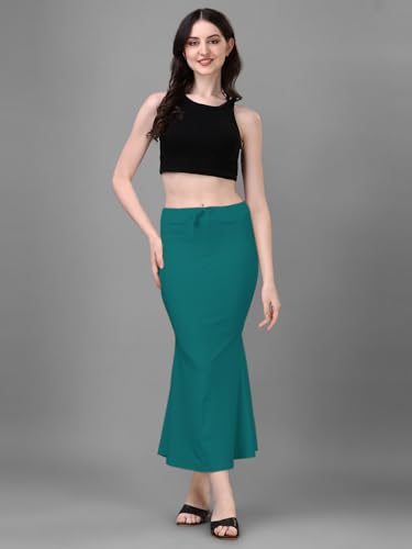 Image of Women's Saree Shapewear Petticoat, Cotton Blend Stretchable Mermaid Skirt, High Waist Tummy Control, Smooth Curve Fit with Adjustable Drawstring