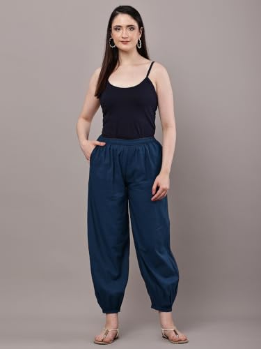 Image of Women's Cambric Cotton Afghani Patiala Salwar - Loose Fit, Elastic Waist, Deep Pockets | Ethnic & Casual Wear