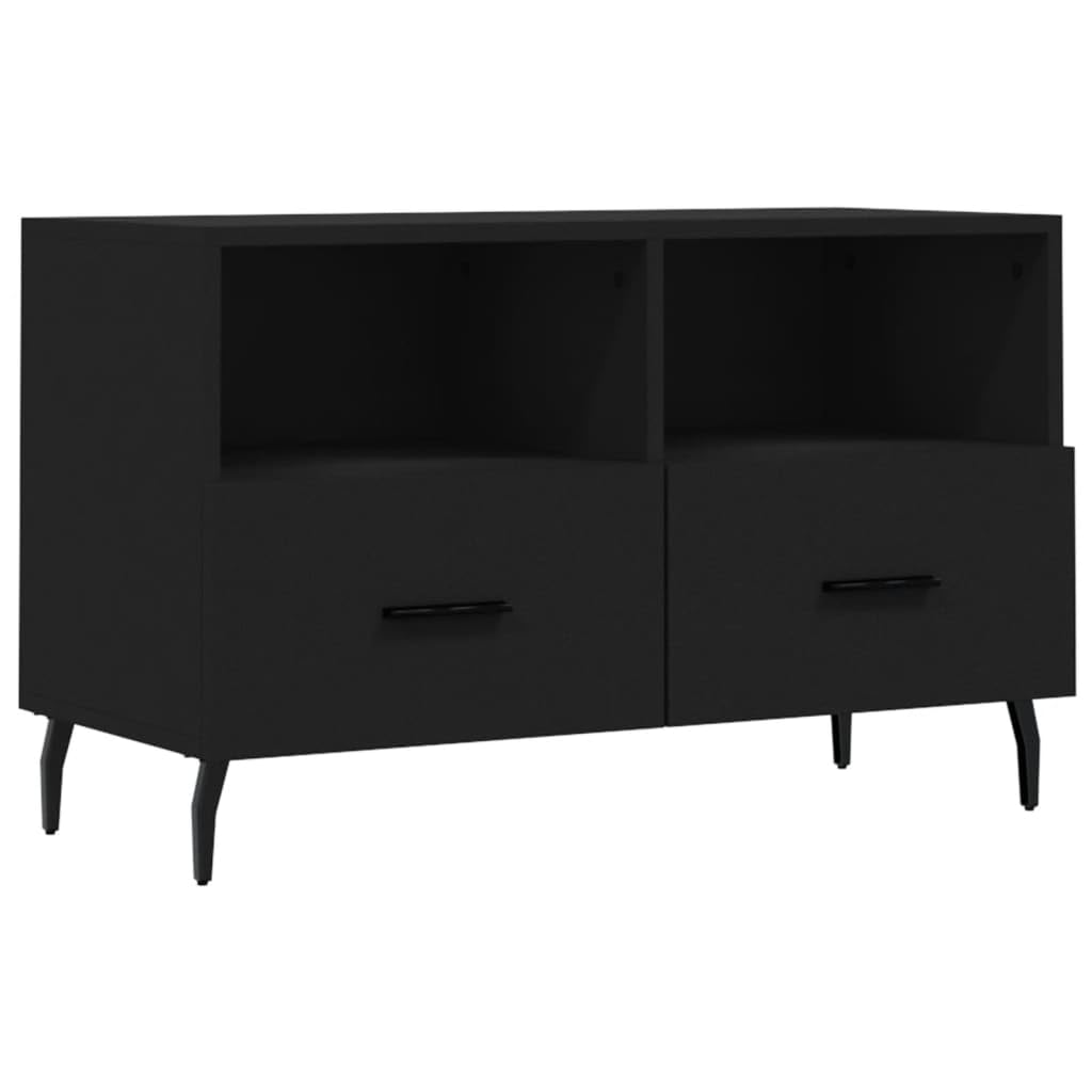Meuble TV stable pour salon avec grand espace de rangement moderne et buffet bas noir