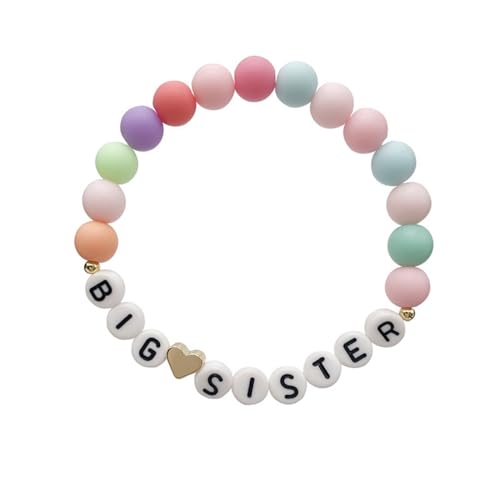 Image of Fuqimanman2020 Big Sister Bracelet Colorful Little Sister Bracelet Letter Beads Bracelet for Sister Jewelry Gift
