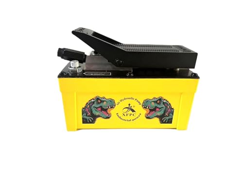 Image of Air Hydraulic Pump 0.45 Gal 10,000 PSI Reservoir NPT 3 /8 inch Oil Outlet, NPT 1 /4 inch Inlet, Air Hydraulic Foot Pump Made of Aluminum with 6.6ft Hydraulic Hose and 4.1ft Pneumatic Hose, Yellow
