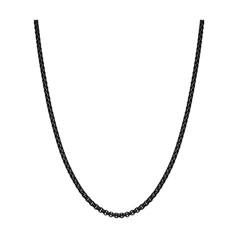 UM Jewellery Women's Men's Stainless Steel Round Box Chain Link Necklace Width 3mm Cover