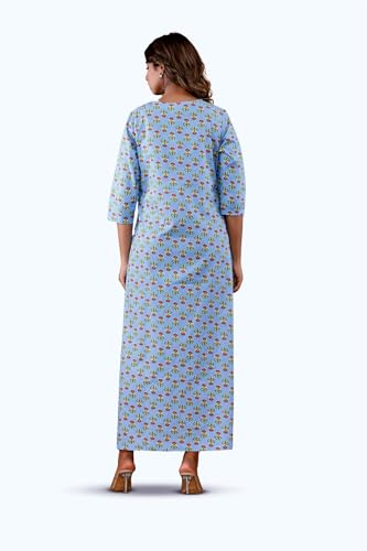 Image of NIHSAMAH Cotton Nighty for Women - Printed Stylish Night Gown, Comfortable Sleepwear Long Nightwear, Maxi