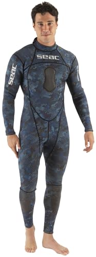 SEAC Blue Sea, One-Piece Diving Wetsuit, 1.5 mm, Blue Camo, XL