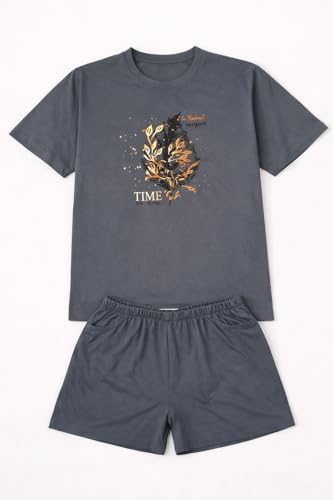 Image of Duchess Women's Cotton Printed Night Suit Set of Top & Shorts Pajama Set