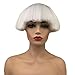 Aimole Short Yaki Straight Synthetic Wigs Red/Blonde/Black/White Mushroom Head Wig Bowl haircut Wigs Bob (1001-White)