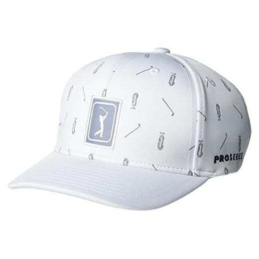 PGA TOUR Men's Standard Golf Print Cap, Bright White, One Size