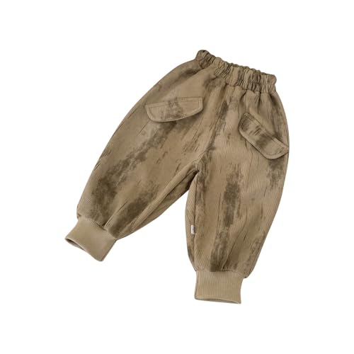 Toddler Boys Girls Corduroy Pants Relaxed Sweatpants Elastic Waist Casual Long Trousers with Pockets 1-12Years