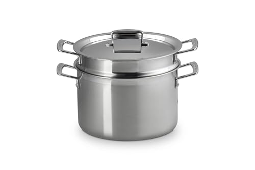 Image of Le Creuset Stainless Steel Classic 3-Ply Deep Pasta Pot and Sieve, 7.5qt