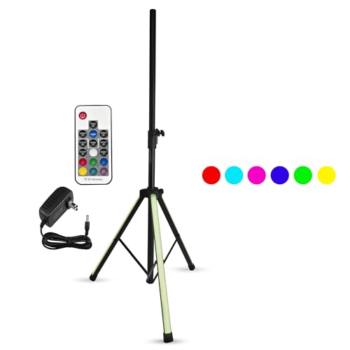 5 Core Speaker Stand w RGB Tripod Floor Heavy Duty Adjustable Up to 72 Inch DJ Studio Monitor Stands Pole Mount - SS HD LGT