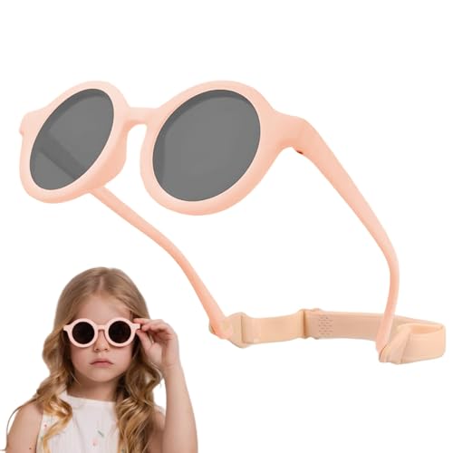 HAMKU Gafas de Sol Polarizadas para Bebé con Correa Ajustable Protección UV400 Polarizadas Niños Gafas de Sol Flexible Recién Nacido Gafas para Bebés de 0 a 36 Meses, Niños y Niñas(rosa)