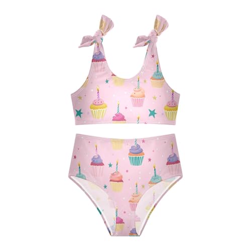 Wusikd Cute Cupcakes Girls Swimsuits Two Piece Pink Swimwear Bikini Set for for Girls Size 3T3