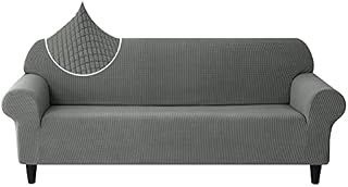 INMOZATA Stretch Sofa Covers 3 Seaters Jacquard Loveseat Couch Slipcover for Washable Furniture Protector, Anti-Slip Sofa Slipcover with Anti-Skid Foam and Elastic Bottom for Living Room(Grey)