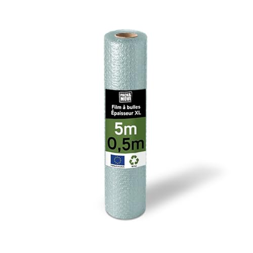 Pack and Move – Recycelte Luftpolsterfolie – 0,5 x 5 m – Umzug, Versand und Schutz – Hochwertige Luftpolsterfolie