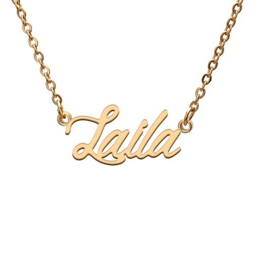 Laila Name Tag Necklaces for Her His Friends Familys Relationship Memory Jewelry Gift
