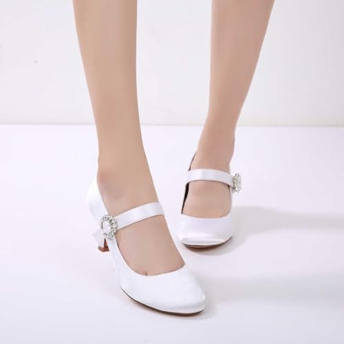 Womens Wedding Shoes Women's Round-Toe High Heel Pumps with Closed Toe & Buckle Stylish 2.75" Stilettos for Dresses, Weddings, Parties, & Proms(Red,10)4