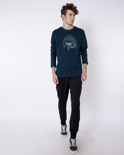 Image of Bewakoof Men's Off Road Jeep Printed 100% Cotton T-Shirt - Regular Fit, Round Neck, Full Sleeves