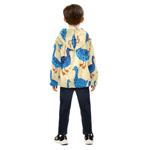 Blue Dot Ducks Toddler Fleece Jacket Girl Boys Hooded Fleece Jacket Coat Warm Outwear Zip-up 3-10T4