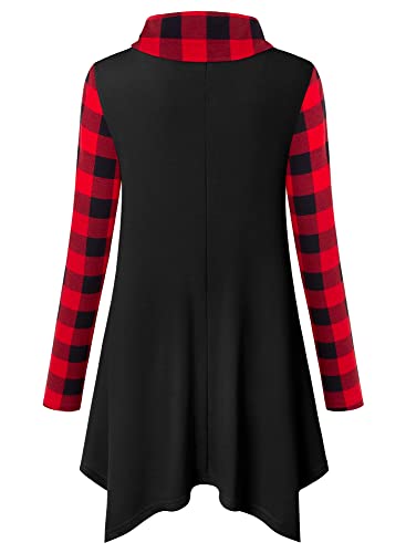 Image of Bulotus Womens Sweaters 2025 Winter Cowl Neck Long Asymmetrical Tunic Sweaters for Leggings Holiday Vacation Tops