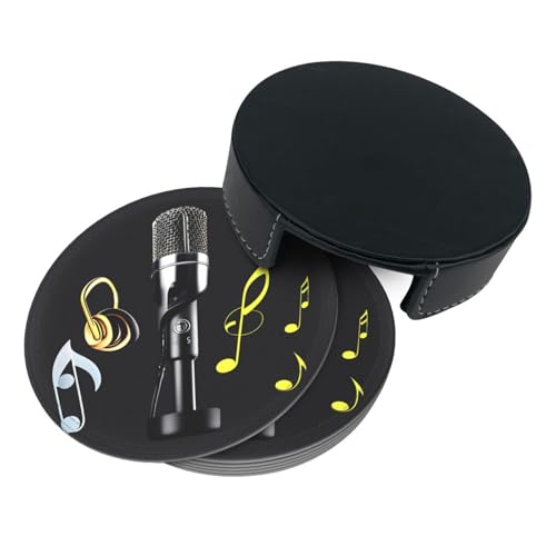 Dessous de verre de qualité supérieure avec imprimé microphone stylisé - 5