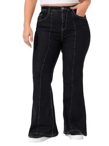 Nifty Dżinsy damskie z wysoką talią, stretch, duże rozmiary, denim, czarny, 40