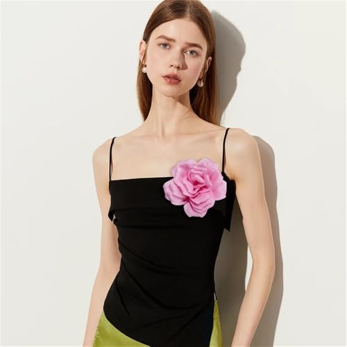 Image of Flash Camellia Flower Brooch Pin for Women Men Elegant Texture Fabric Dahlia Rose Floral Brooches Lapel Pins Dainty Wedding Holiday Party Costume Dress Accessories Jewelry