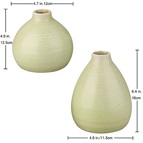 Decoratieve tulpenvaas, set van 2 vazen voor gedroogde bloemen, bloemenvazen, decoratieve vaas voor woonkamer slaapkamer kantoor, hoogte 16 cm/12,5 cm - Afbeelding 4