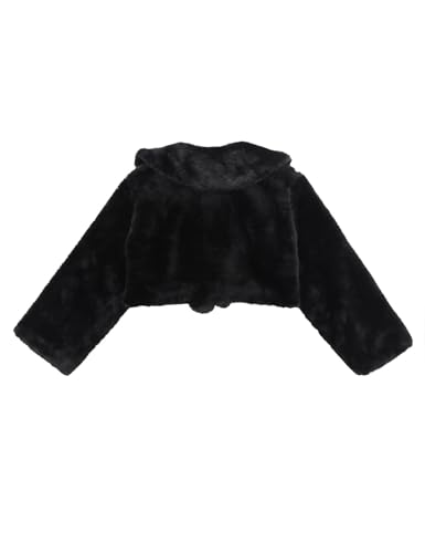TiaoBug Flower Girl Faux Fur Bolero Shrug Cape Coat Jacket Princess Bridesmaid Long Sleeve Cardigan for Wedding Party Dress4
