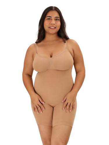 Image of UNDERNEAT Womens Seamless Mid-Thigh Bodysuit | Full Bodyshaper with Adjustable Straps | Made with Premium Airflow+ Fabric | Tummy and Thigh Control Shapewear | All Day Comfort Wear