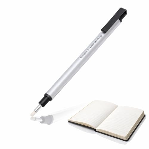Changor Eraser Pen Mechanical Eraser Pencil Thin Stick for Artists Students Teachers Office School Use with 2.3mm Soft Tip for Detail Drawing Engineering Adjustments (Silver)