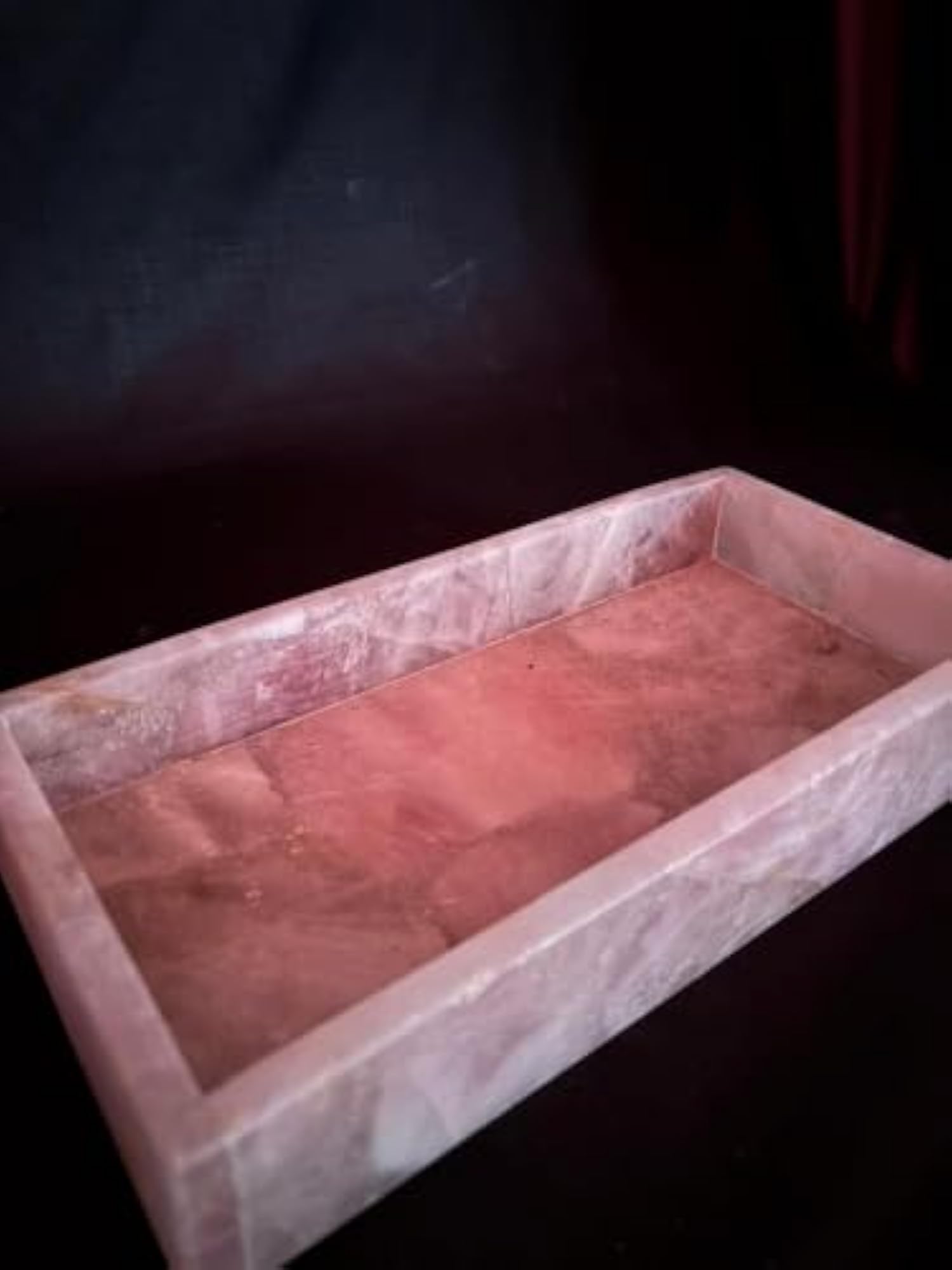 Rose Quartz Decorative Tray, Handcrafted Gemstone