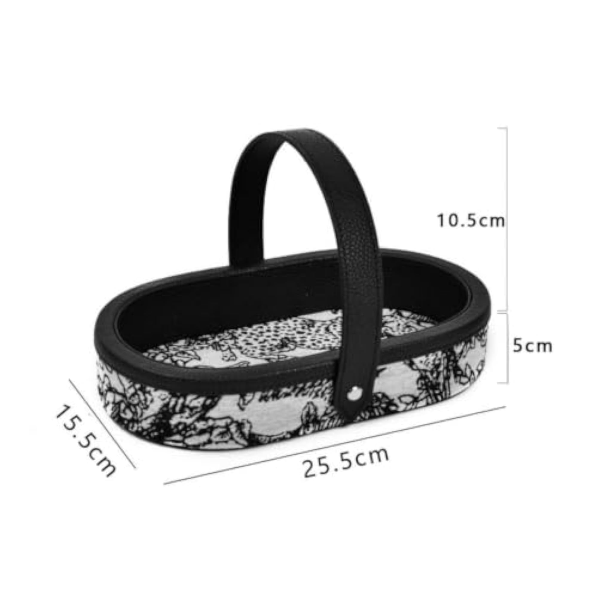 PU Leather Tray, Retro Style Decorative Handle Tray