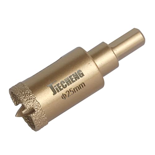 Image of Brazed Diamond 1 inch Hole Saw with Center Drill Bit | For Ceramic, Porcelain, Tile, Glass, Granite, Quartz, Marble, Gemstone, Dry Drilling, 25mm