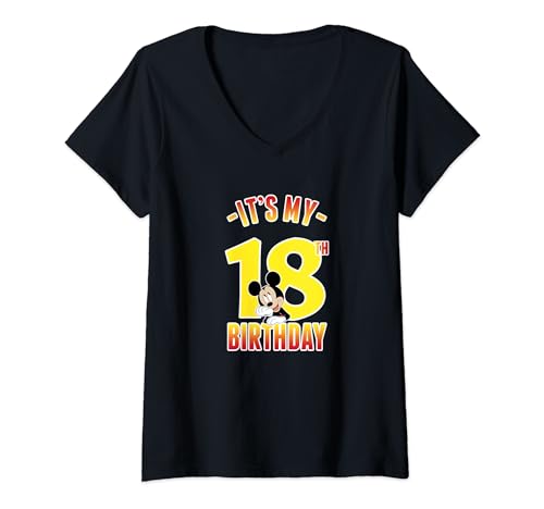 T-shirt Col V Mickey Mouse 18 Ans Disney Dégradé pour Femme