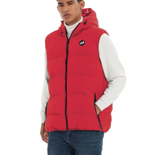 Image of MADHERO Men's Puffer Vest with Hood Water-Resistant Puffy Vests Outerwear Sleeveless Jacket