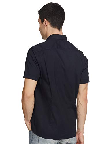 Image of blackberrys Men's Solid Slim Shirt (ES-DOHX73# Navy Dark 39)