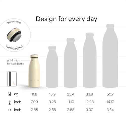 Image of LARS NYSOM Stainless Steel Insulated Water Bottle 12oz 17oz 25oz 34oz 51oz | Insulated Thermo Flask for Hot and Cold Beverages | Leakproof Drinking Bottle (Stone Blue, 11.9oz)