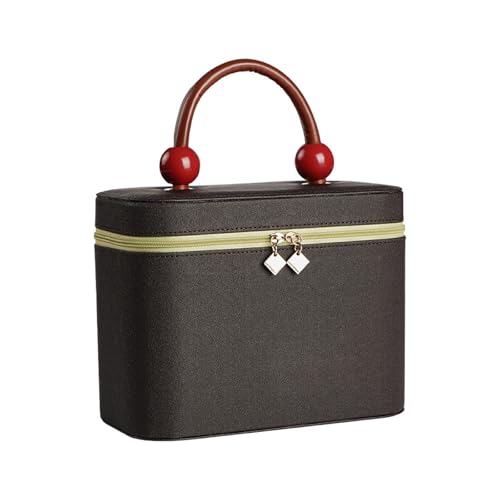 Fahoujs Elegante estuche de almacenamiento de joyas portátil organizador de maquillaje resistente para viajes organizados