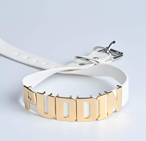 White Pu Leather PUDDIN Choker Necklace for Cosplay Movies Costume Accessiores Halloween Cosplay3