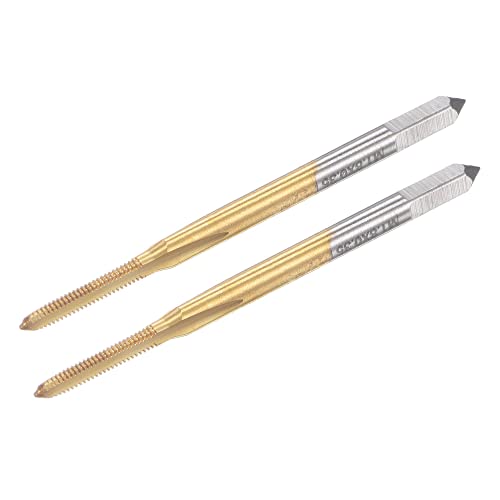 Image of sourcing map Thread Tap Metric M1.8 x 0.35, Titanium Coated Cobalt HSS (High Speed Steel) 3 Straight Flutes Machine Mini Micro Screw Threading Tapping Repair Tool for Watches and Clocks, 2pcs