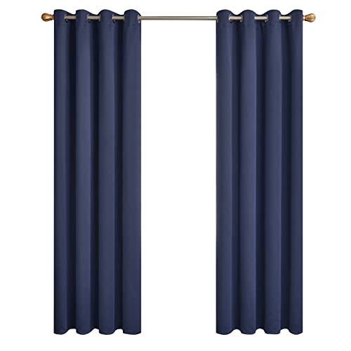 Topfinel Cortinas Salon Modernas Termicas Aislantes Opacas con Ojales para Cocina Habitacion Infantil Dormitorio 2 Piezas 140x240cm Azul Marino