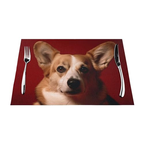Set de table tissé Corgi en PVC lavable et antidérapant pour table de cuisine x4